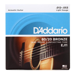D'Addario 12-53 Light, 80/20 Bronze Acoustic Guitar Strings