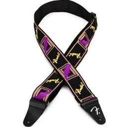 Fender Neon Monogrammed Strap, Purple and Yellow, 2"