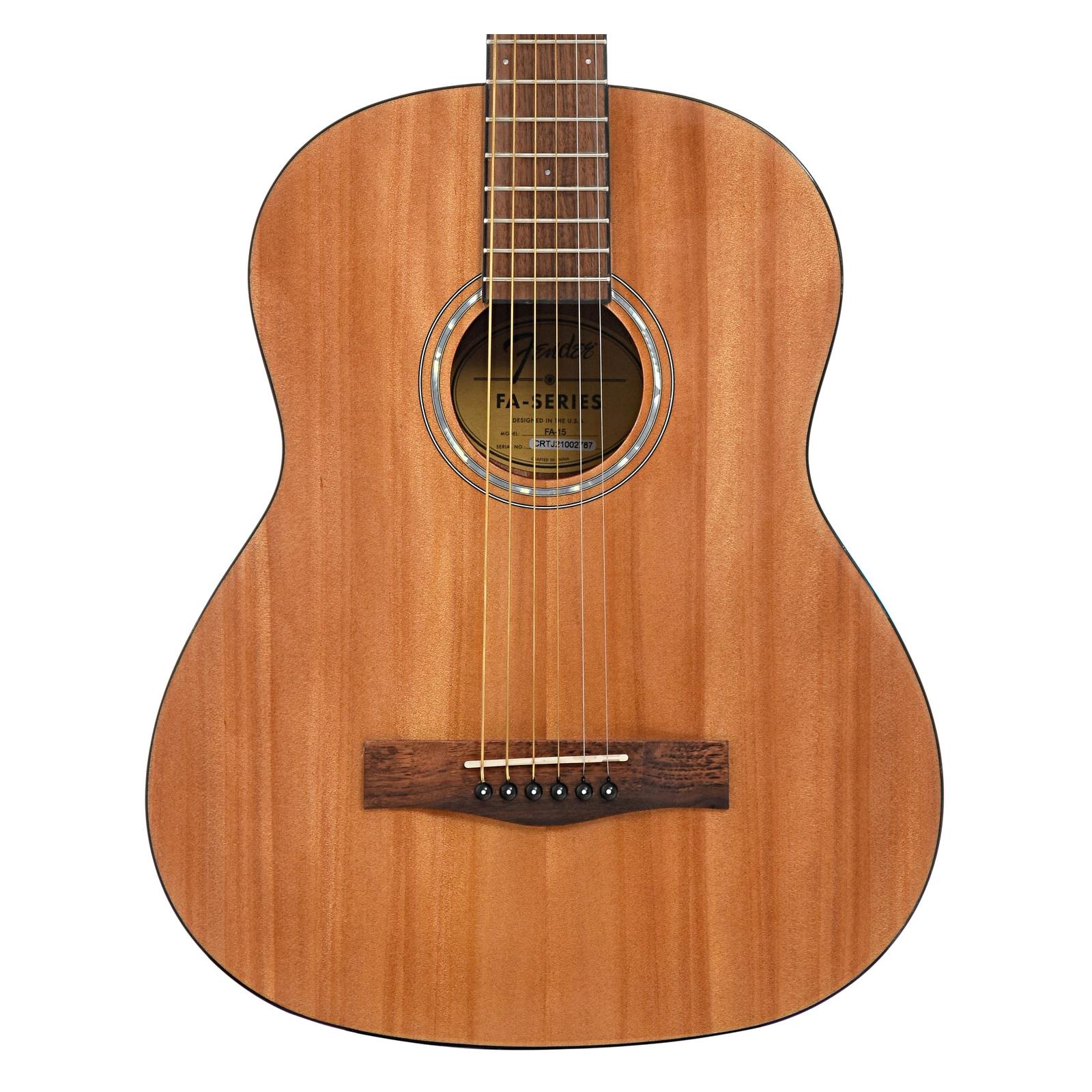 Fender FA-15 3/4 Scale Steel String Acoustic Guitar, Natural, with Gig Bag