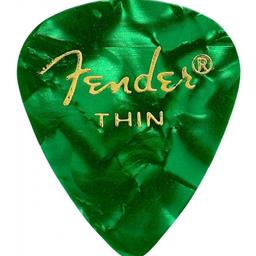 Fender Premium Celluloid 351 Shape Picks, Thin, Green Moto, 12-Pack