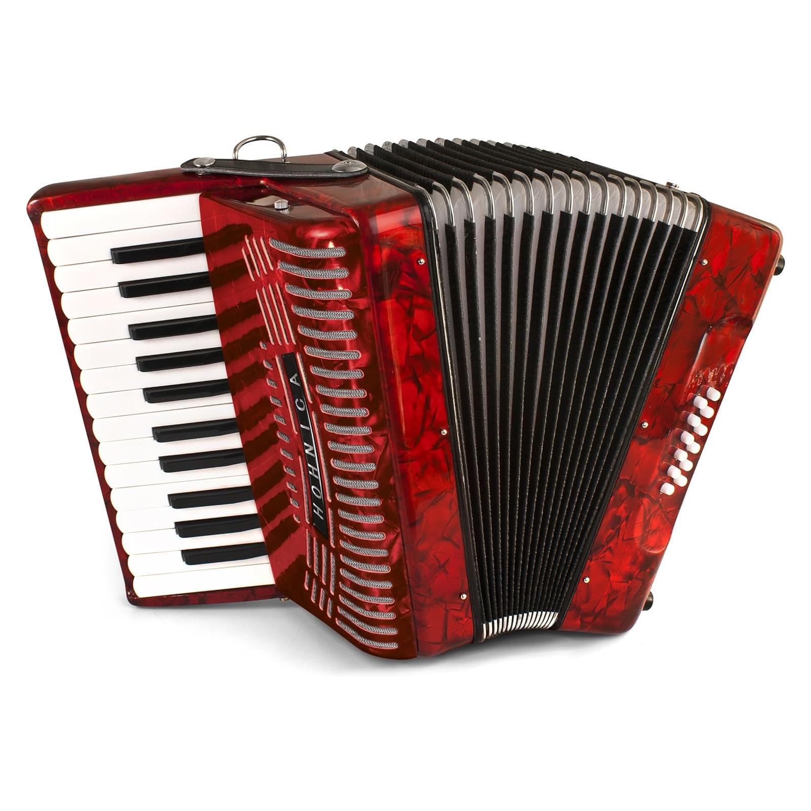 Hohner 12 Bass Entry Level Piano ACCORDION, pearl red