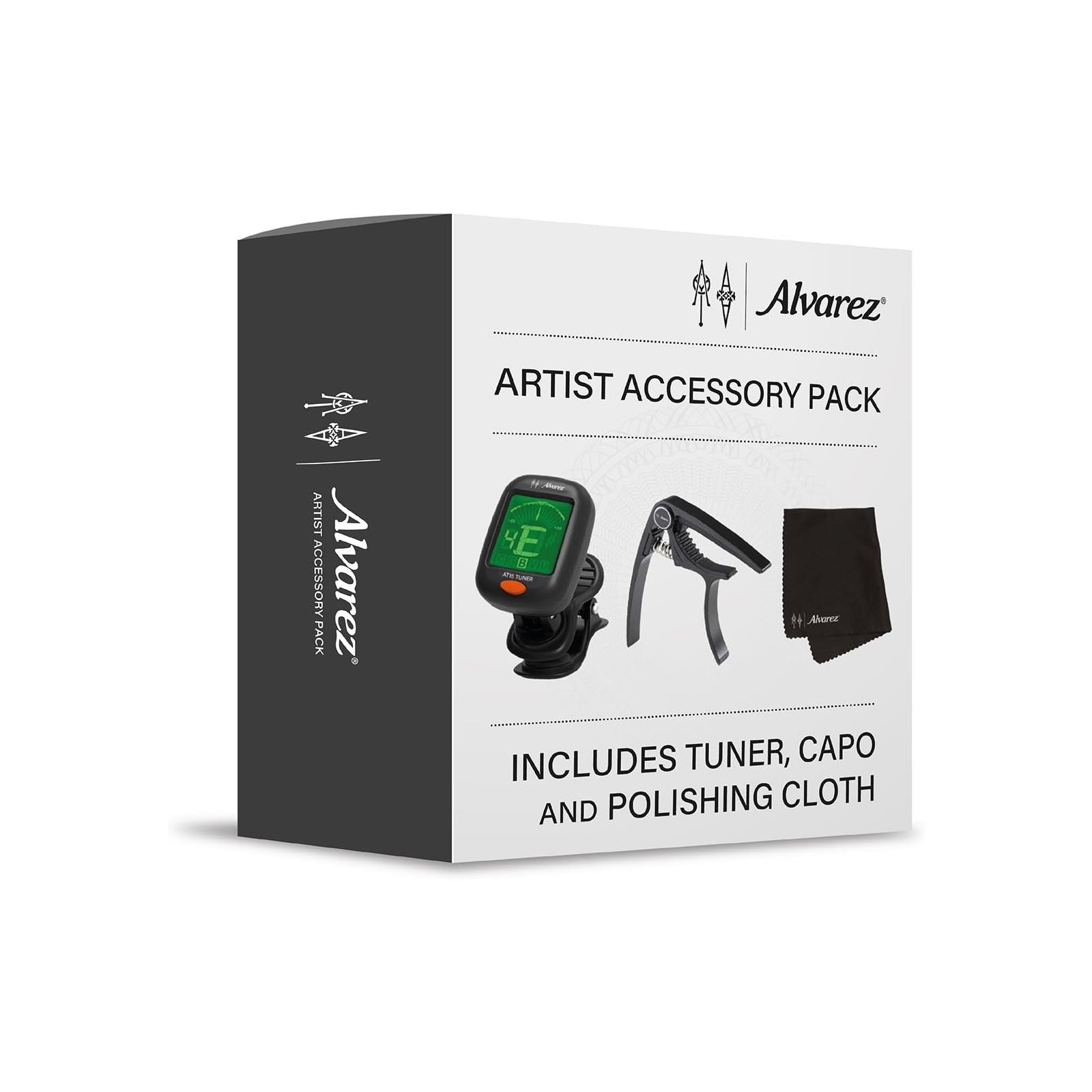 Alvarez Artist Accessory Pack, Tuner, Capo, Polishing Cloth POP Box