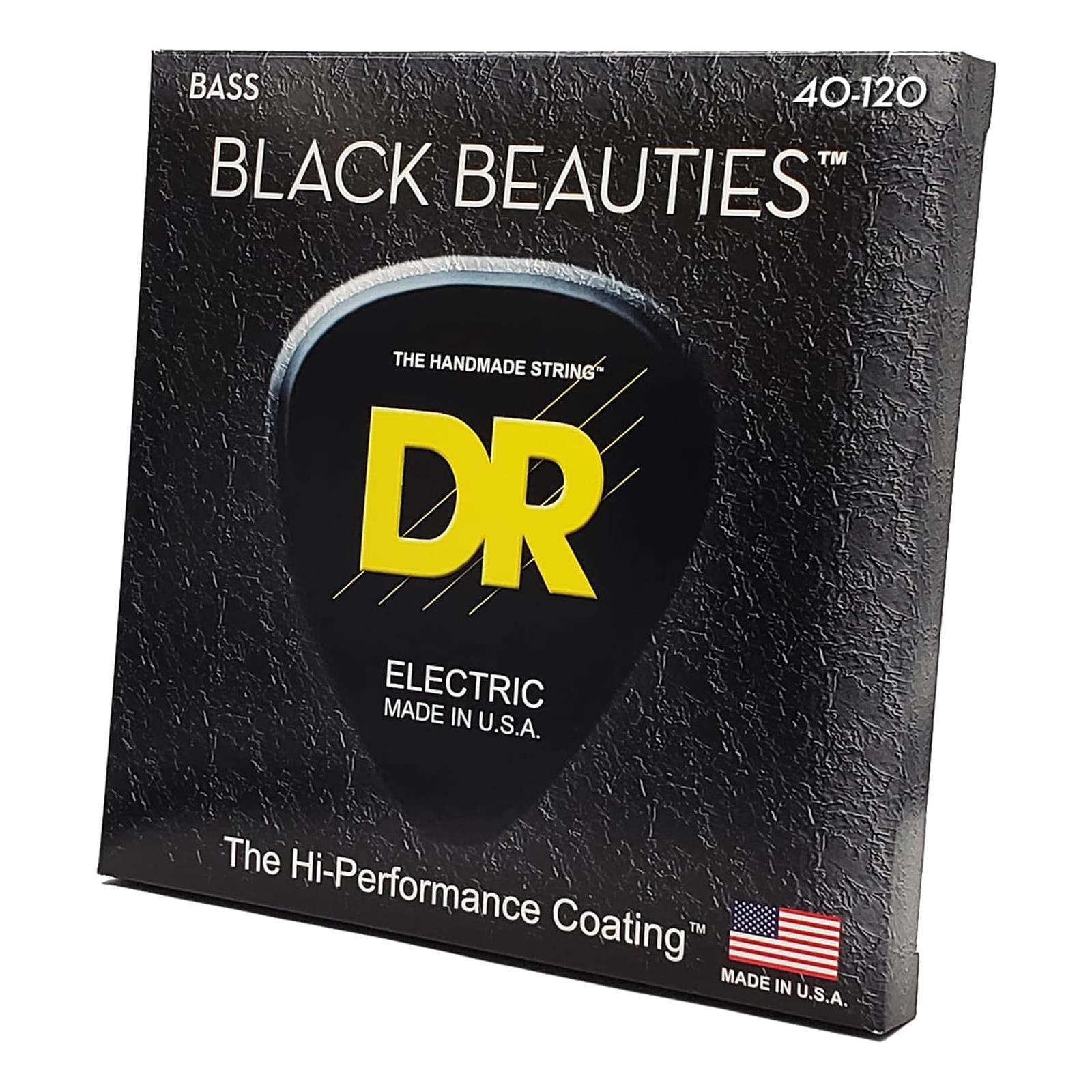 DR BLACK BEAUTIES - BLACK Colored Bass Strings 5-String Light 40-120