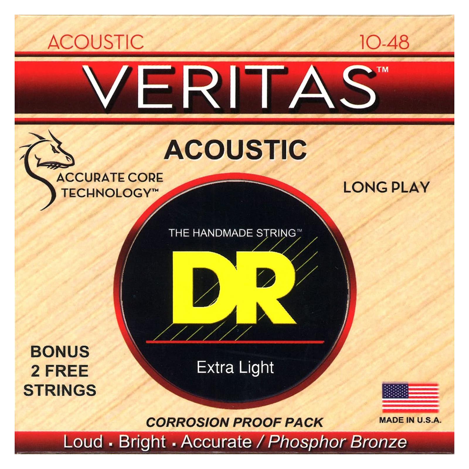 DR VERITAS - Coated Core Technology Acoustic Guitar Strings Extra Light 10-48