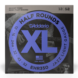 D'Addario 12-52 Jazz Light, XL Half Rounds Electric Guitar Strings