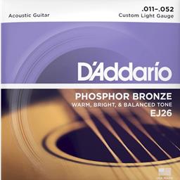 D'Addario 11-52 Custom Light, Phosphor Bronze Acoustic Guitar Strings