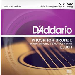 D'Addario 10-27 High Strung/Nashville Tuning, Phosphor Bronze Acoustic Guitar Strings