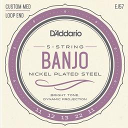 D'Addario  EJ57 5-String Banjo Strings, Nickel, Custom Medium, 11-22