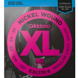 D'Addario 45-130 Regular Light 5-String, Long Scale, XL Nickel Bass Strings