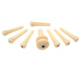 D'Addario Injected Molded Bridge Pins with End Pin, Set of 7, Ivory