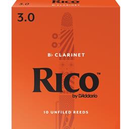 Rico Bb Clarinet Reeds, Strength 3, 10-pack