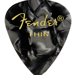Fender Premium Celluloid 351 Shape Picks, Thin, Black Moto, 12-Pack