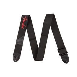 Fender® Logo Strap, Black/Red Logo, 2"