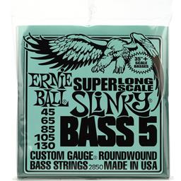 Ernie Ball Bass 5 Slinky Super Long Scale Electric Bass Strings - 45-130 Gauge