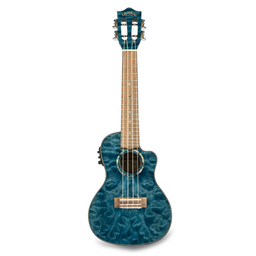 Lanikai Concert Quilted Maple Blue Cutaway Electric