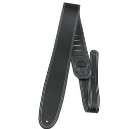 Perri's 2.5" Black Double Stitched Leather Guitar Strap