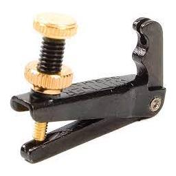 Luthiers Choice 3/4-4/4 Violin String Adjuster, Black with Gold Plated Screws, Double Prong Model