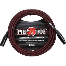 PigHog Pig Hog Red & Black Woven Mic Cable, 20ft XLR