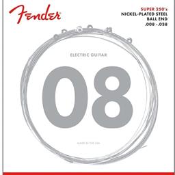 Fender Super 250 Guitar Strings, Nickel Plated Steel, Ball End, 250XS Gauges .008-.038, (6)