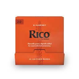 Rico Bb Clarinet Reeds, #2.0, 25-Count Single Reeds