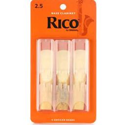 Rico Bass Clarinet Reeds, Strength 2.5, 3-Pack
