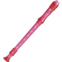 Yamaha Soprano Recorder; key of C; Baroque fingering; double holes: C-C#; D-D#; three-piece construction; translucent pink