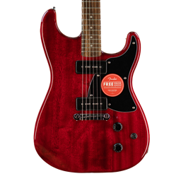 Squier Paranormal Strat-O-Sonic, Laurel Fingerboard, Black Pickguard, Crimson Red Transparent