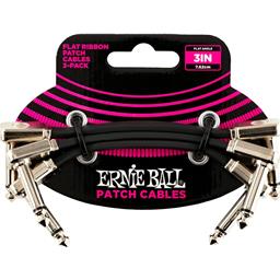 Ernie Ball 3" Flat Ribbon Patch Cable 3-Pack - Black