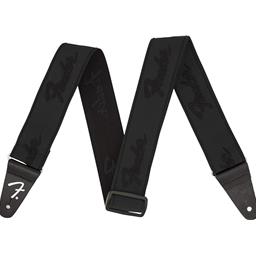 Fender WeighLess™ Running Logo Strap, Black/Black, 2"