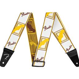 Fender WeighLess™ Monogram Strap, White/Brown/Yellow, 2"