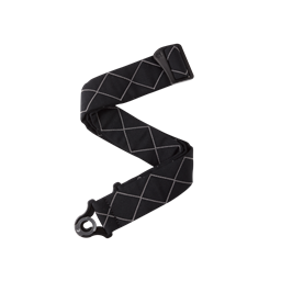 D'Addario Auto Lock Guitar Strap, Black Padded Diamonds