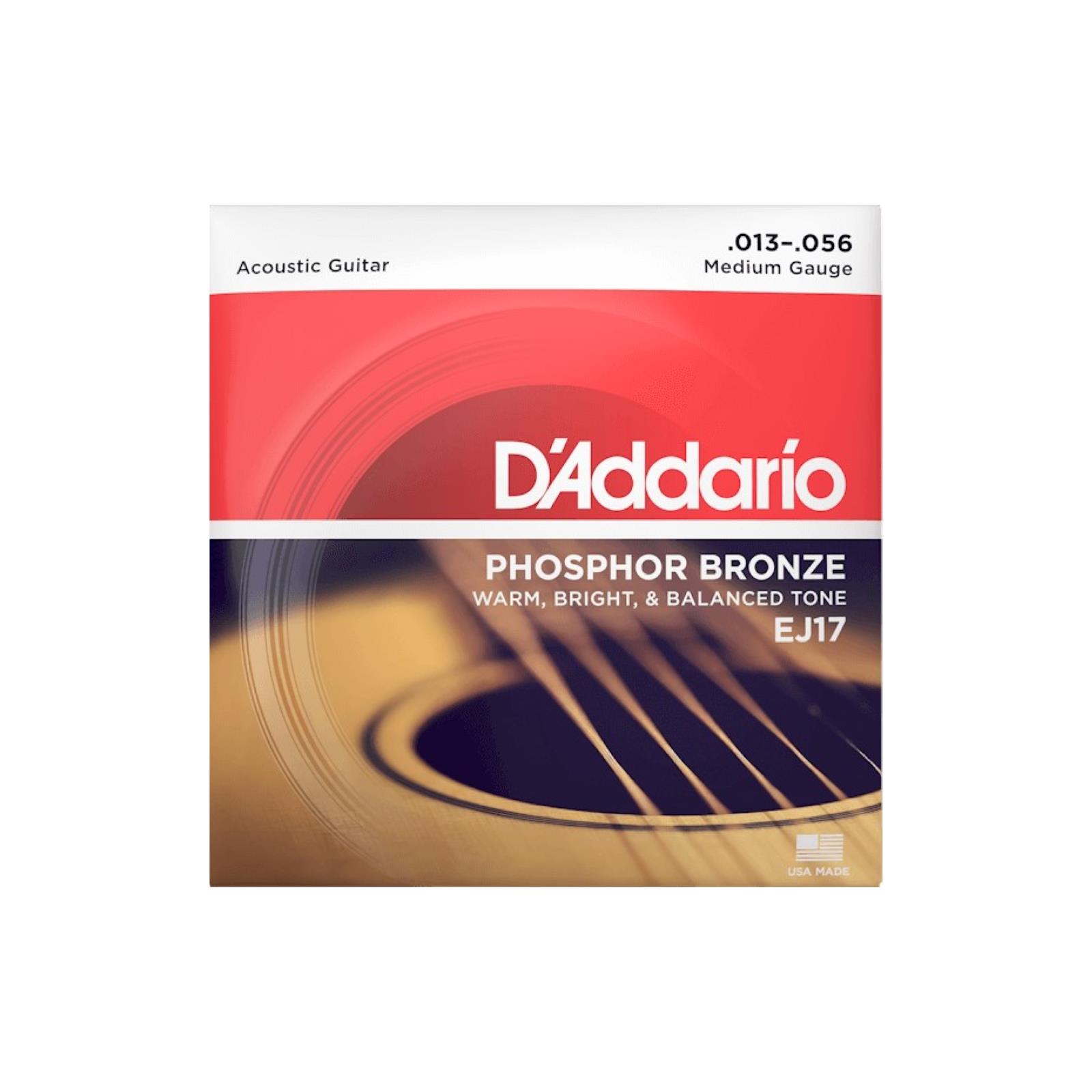 D'Addario 13-56 Medium, Phosphor Bronze Acoustic Guitar Strings