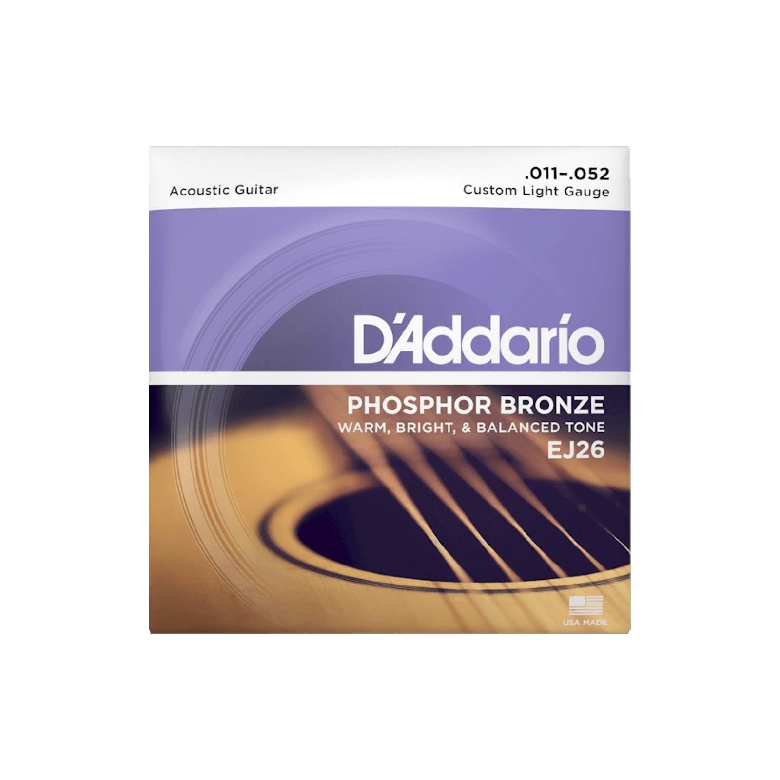 D'Addario 11-52 Custom Light, Phosphor Bronze Acoustic Guitar Strings