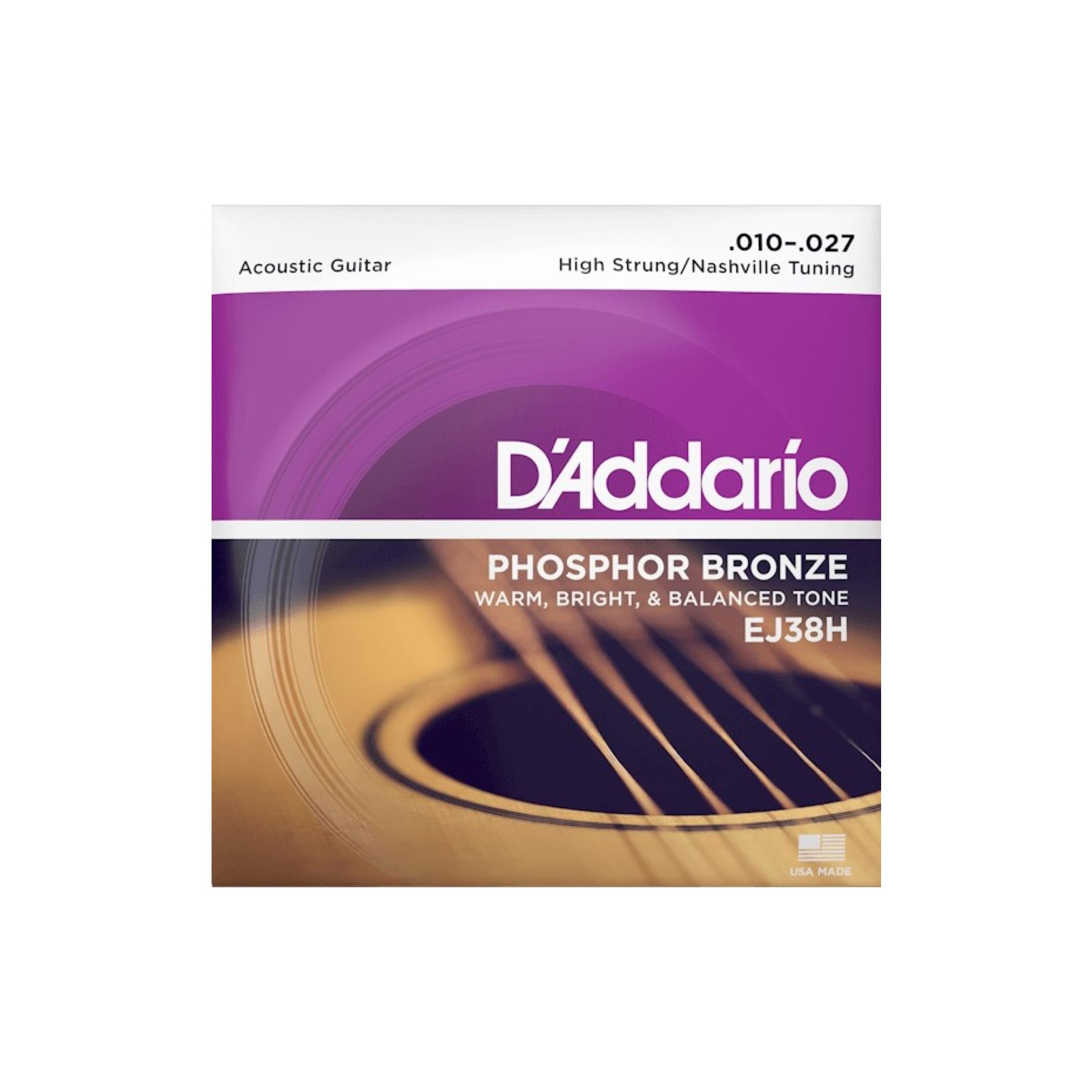 D'Addario 10-27 High Strung/Nashville Tuning, Phosphor Bronze Acoustic Guitar Strings