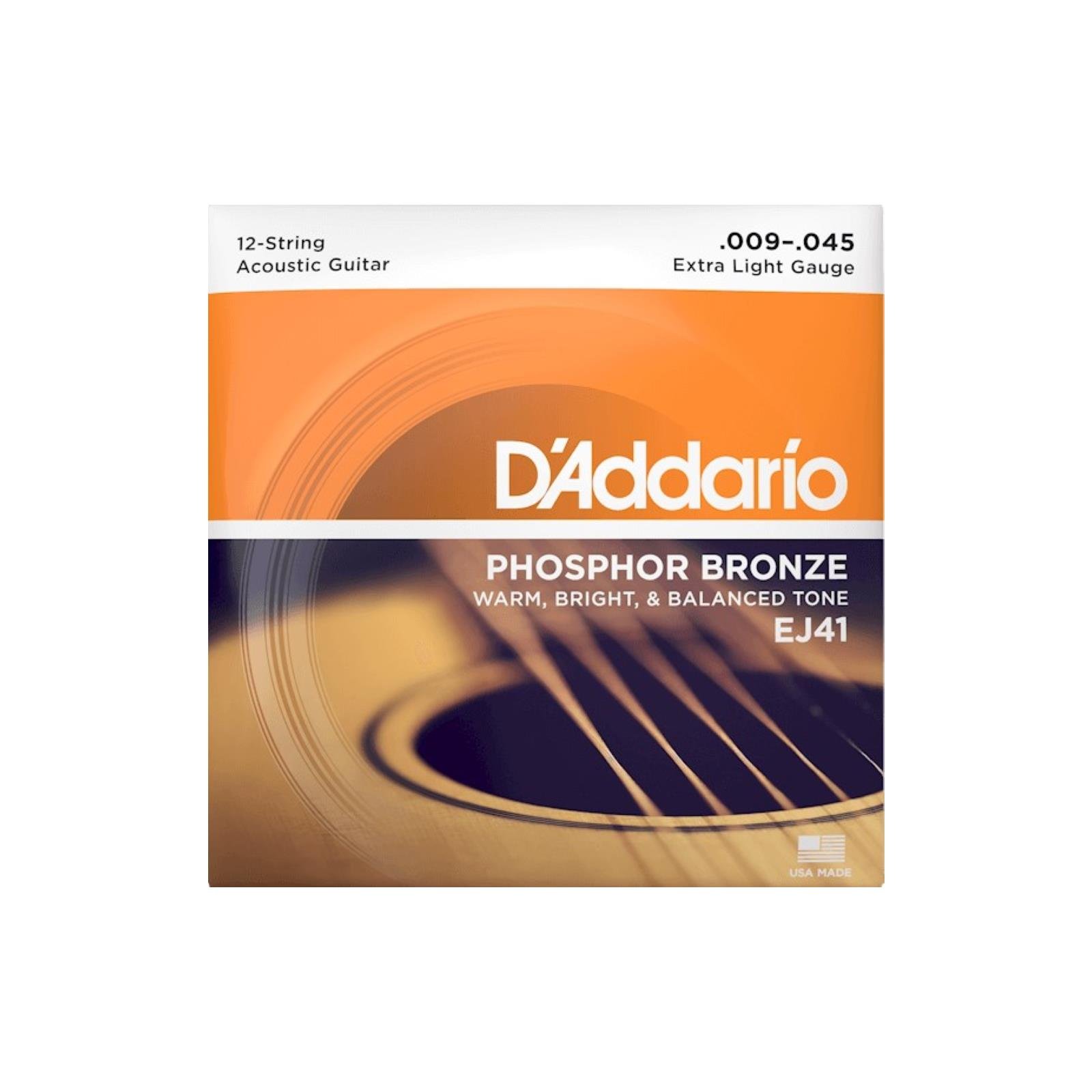 D'Addario 09-45 Extra Light 12-String, Phosphor Bronze Acoustic Guitar Strings