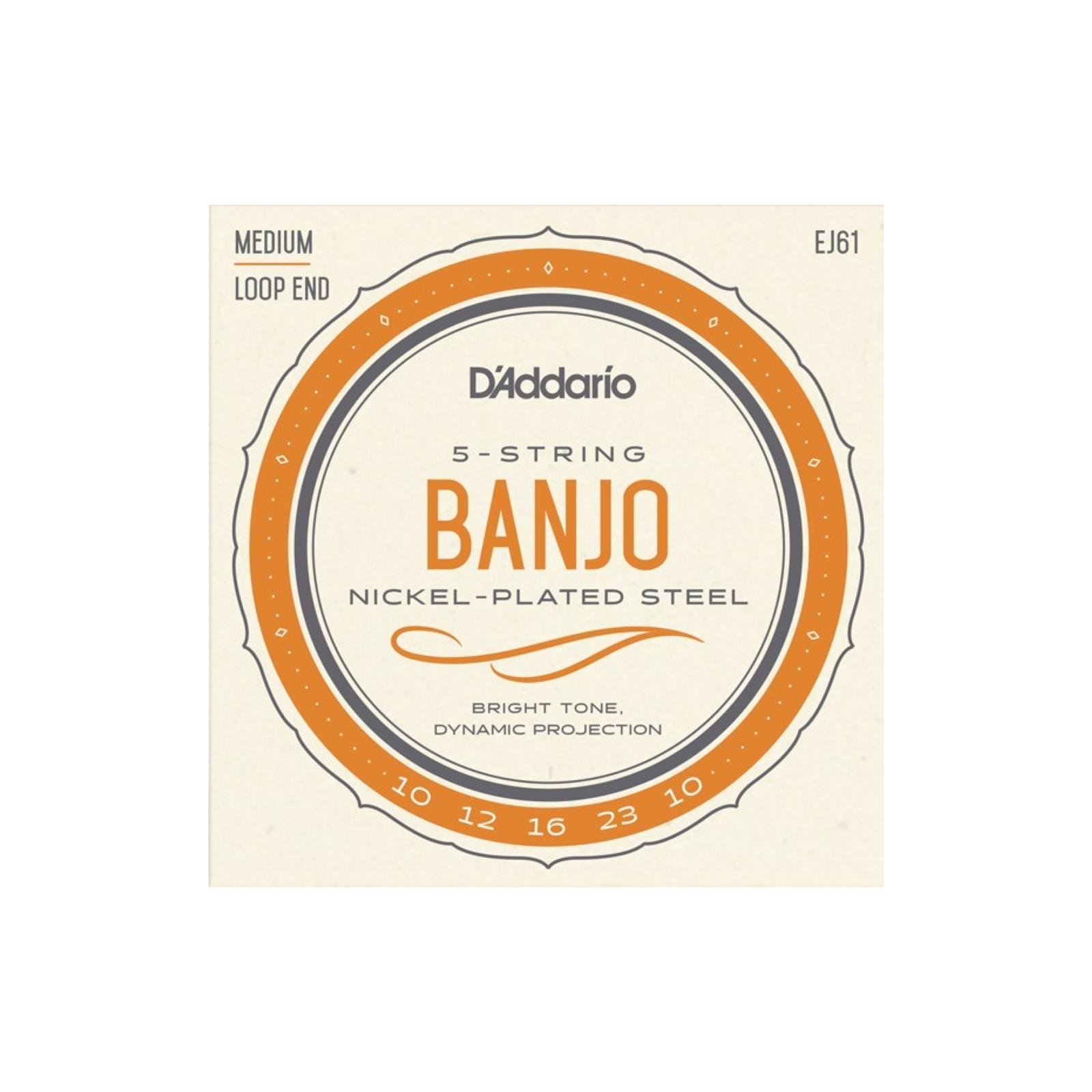 D'Addario EJ61 5-String Banjo Strings, Nickel, Medium 10-23