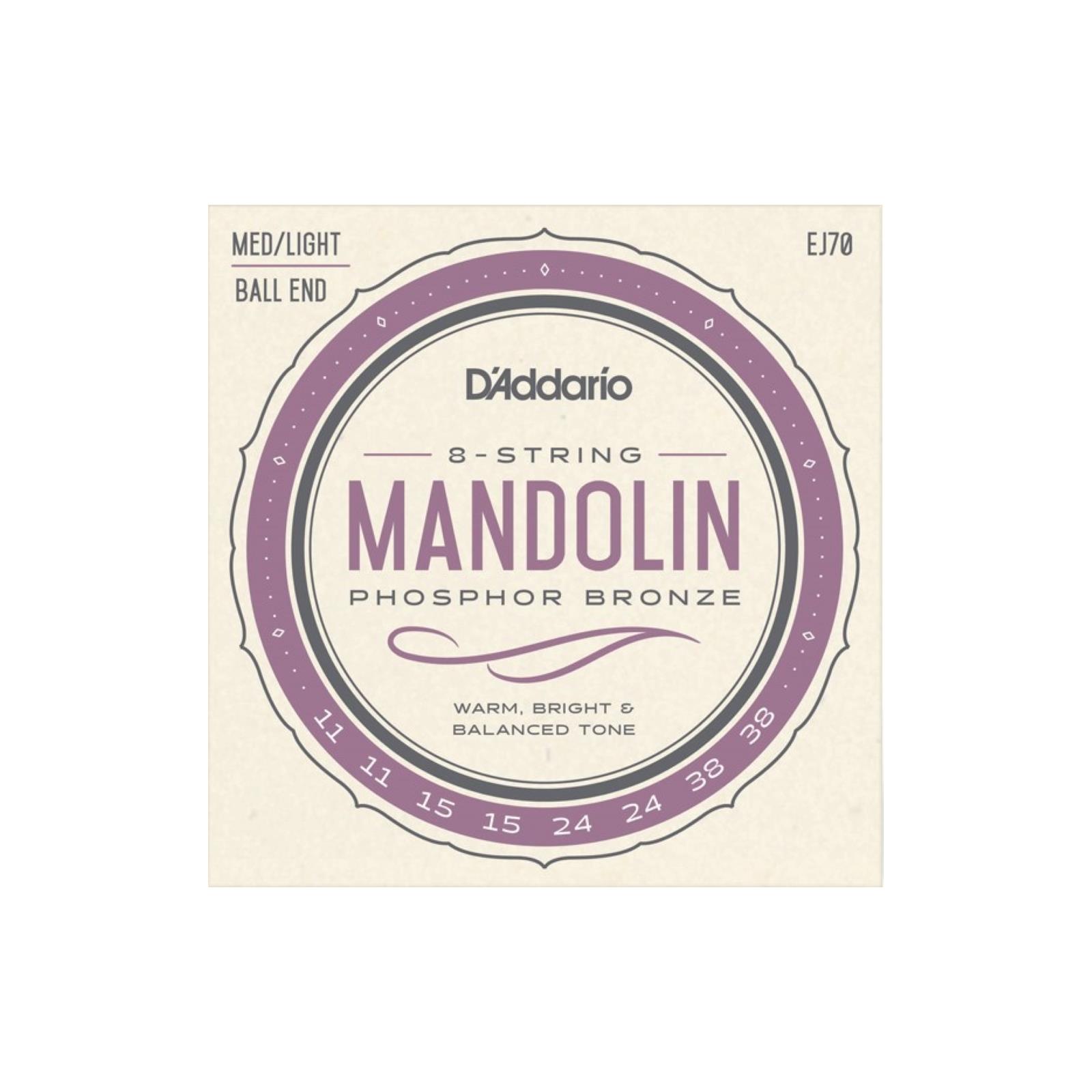 D'Addario EJ70 Phosphor Bronze Mandolin Strings, Ball End,  Medium/Light, 11-38