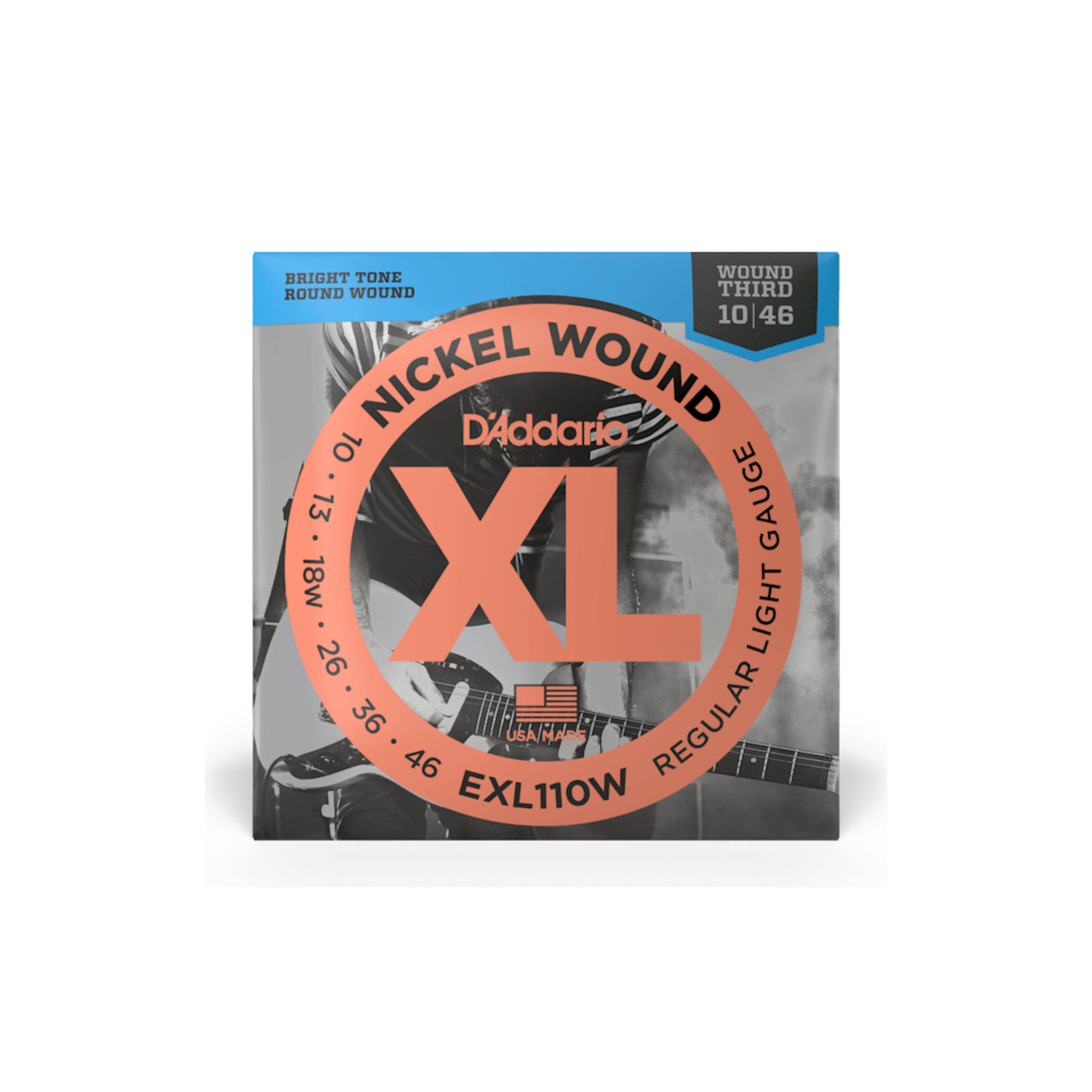 D'Addario 10-46 Regular Light Wound Third, XL Nickel Electric Guitar Strings