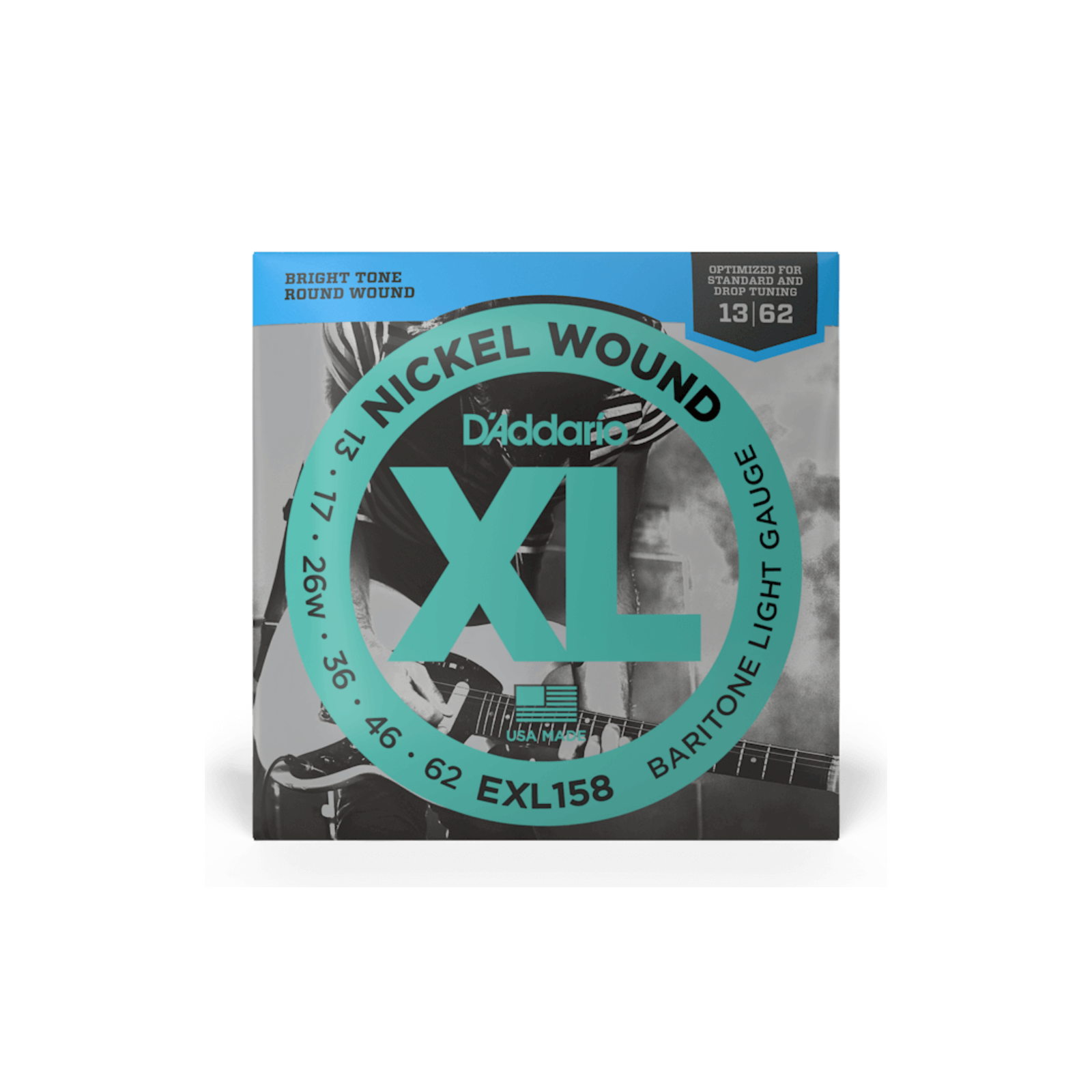 D'Addario 13-62 Light Baritone, XL Nickel Electric Guitar Strings