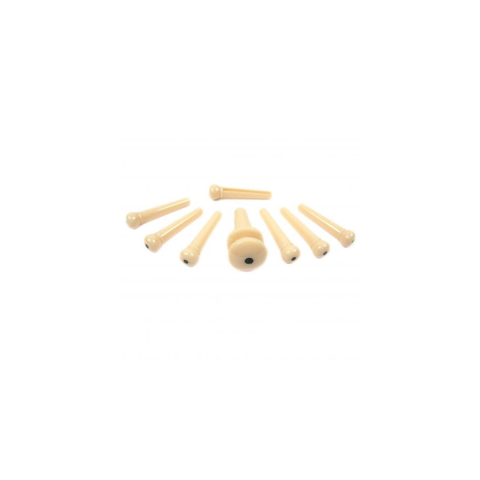 D'Addario Injected Molded Bridge Pins with End Pin, Set of 7, Ivory