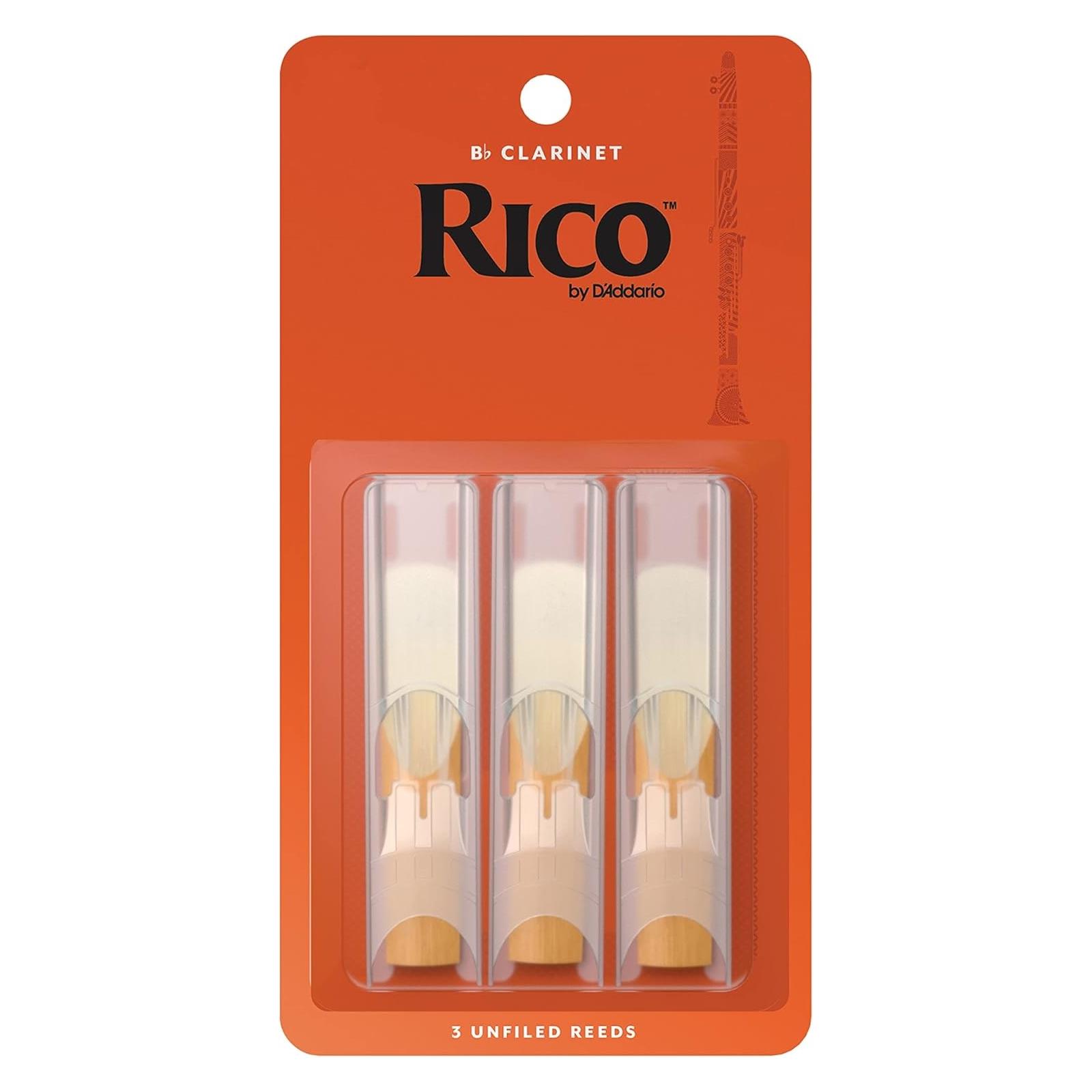 Rico Bb Clarinet Reeds, Strength 1.5, 3-pack