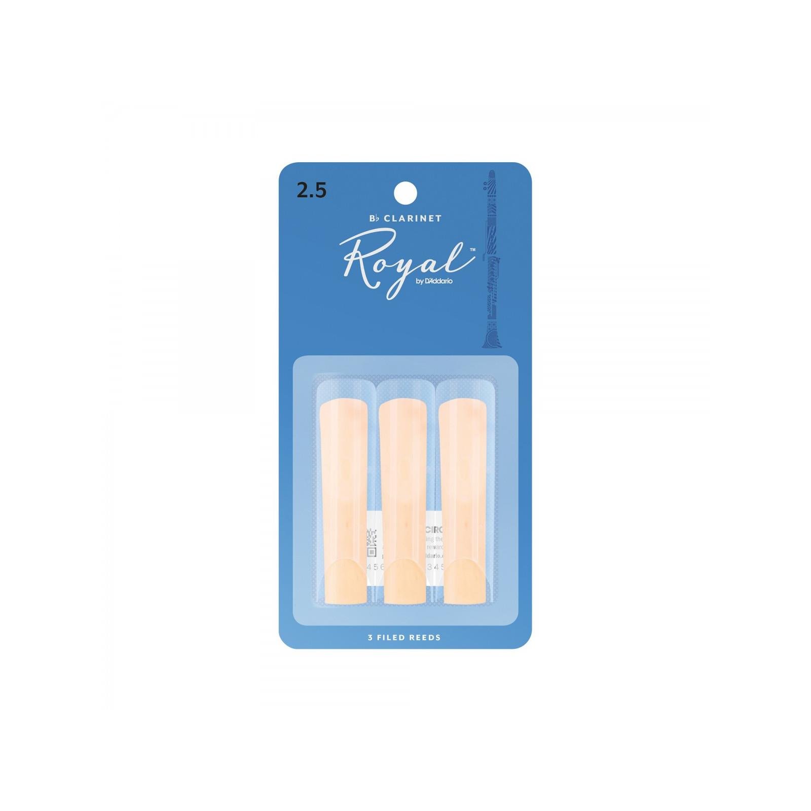 RICO ROYAL Rico Royal Bb Clarinet Reeds, Strength 2.5, 3-pack