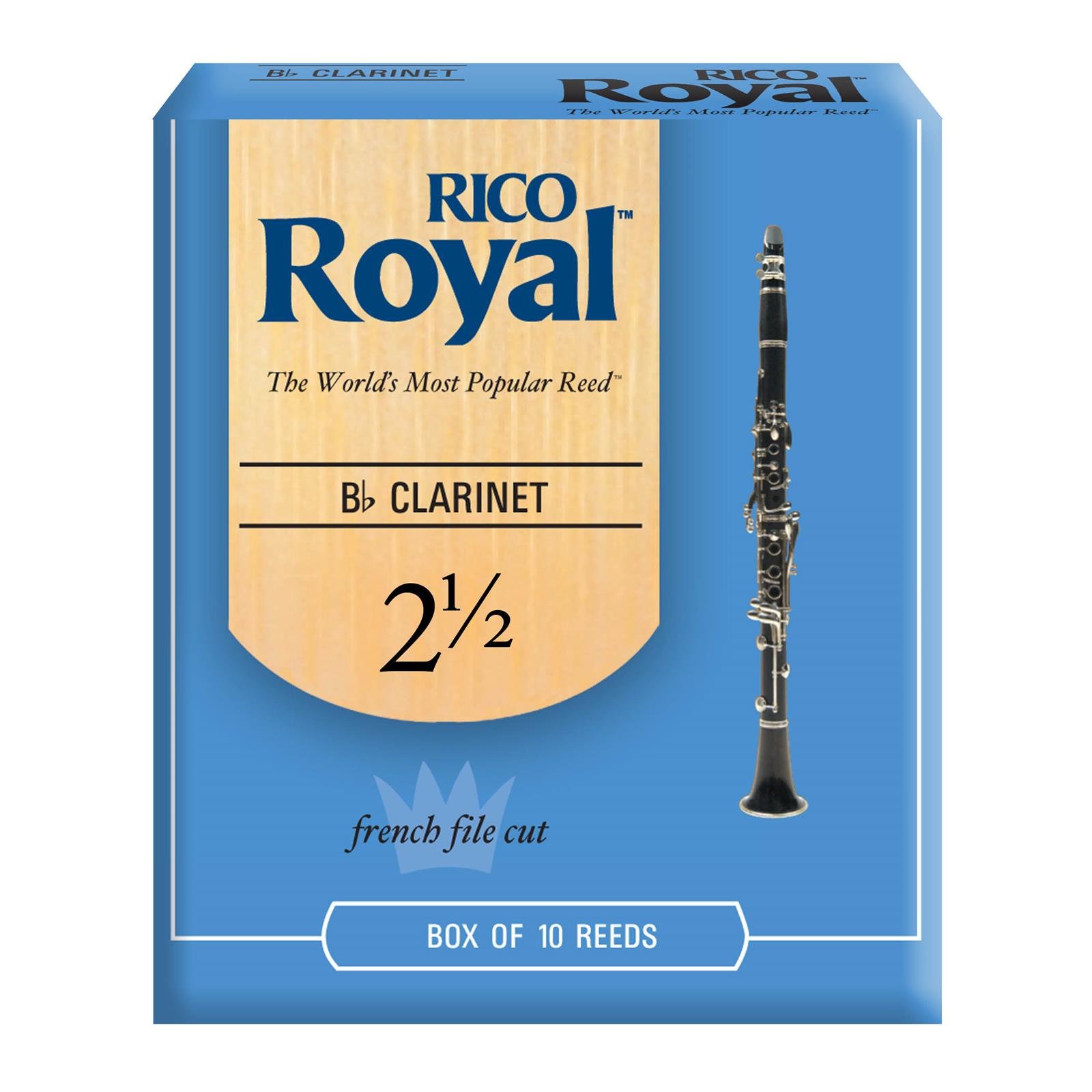 RICO ROYAL Rico Royal Bb Clarinet Reeds, Strength 2.5, 10-pack