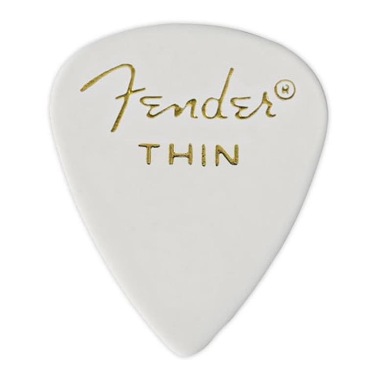 Fender Classic Celluloid, White, 351 Shape, Thin, 12 Count