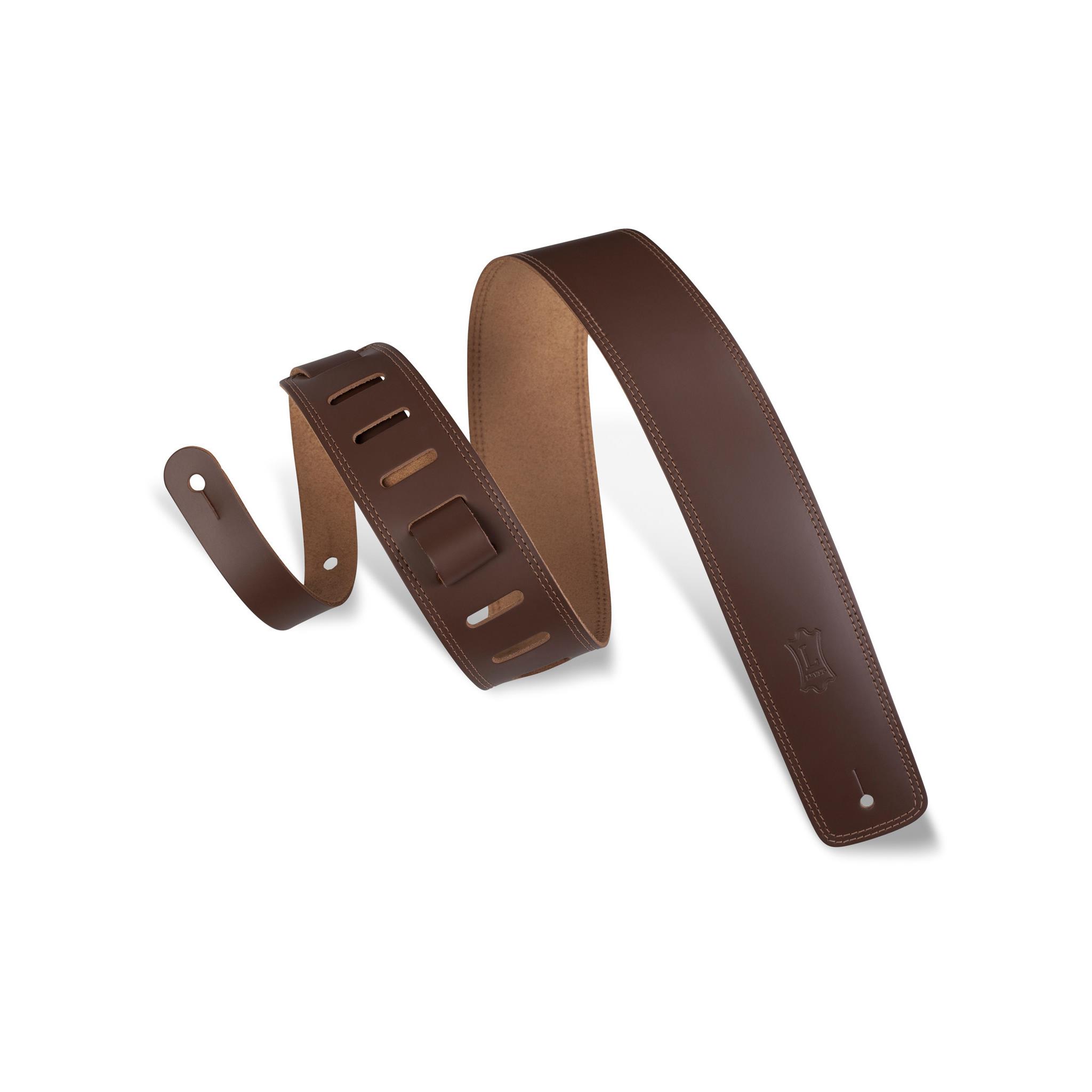 LEVY'S 2 1/2" Wide Brown Genuine Leather Guitar Strap.