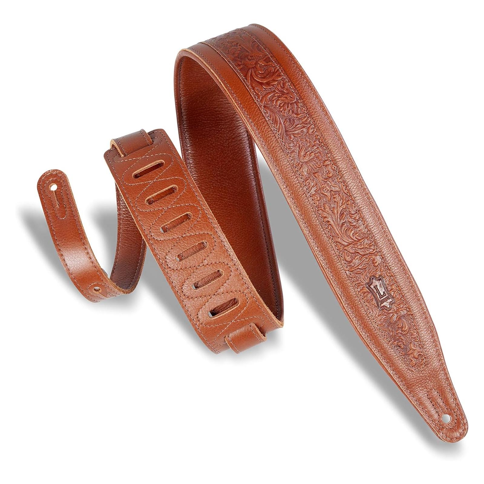 LEVY'S 2 1/2" Wide Tan Garment Leather Guitar Strap