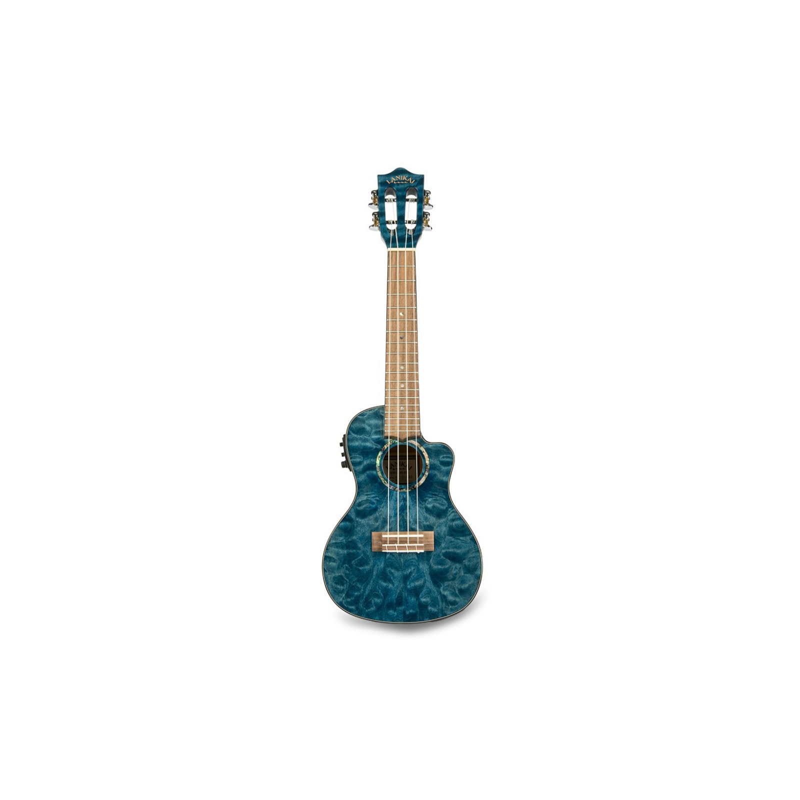 Lanikai Concert Quilted Maple Blue Cutaway Electric