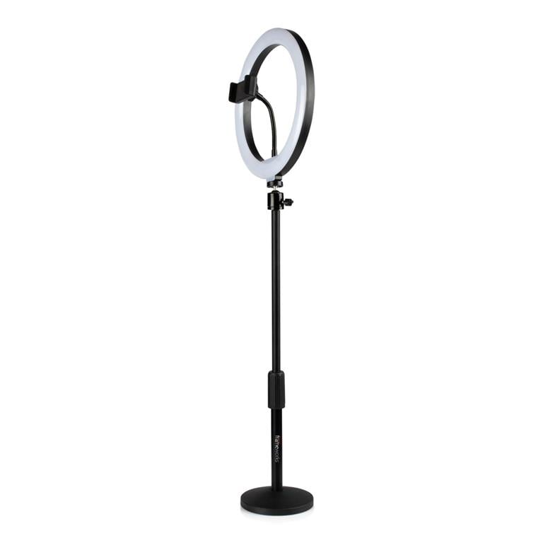 Gator Cases 10-Inch LED Desktop Ring Light Stand with Phone Holder and Compact Weighted Base