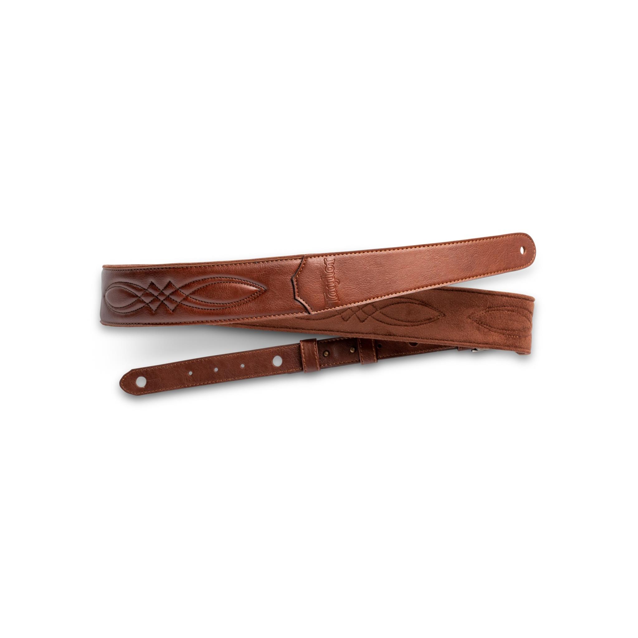Taylor Vegan Leather Strap,Med Brown w/Stitching 2.0",Embossed
Logo
