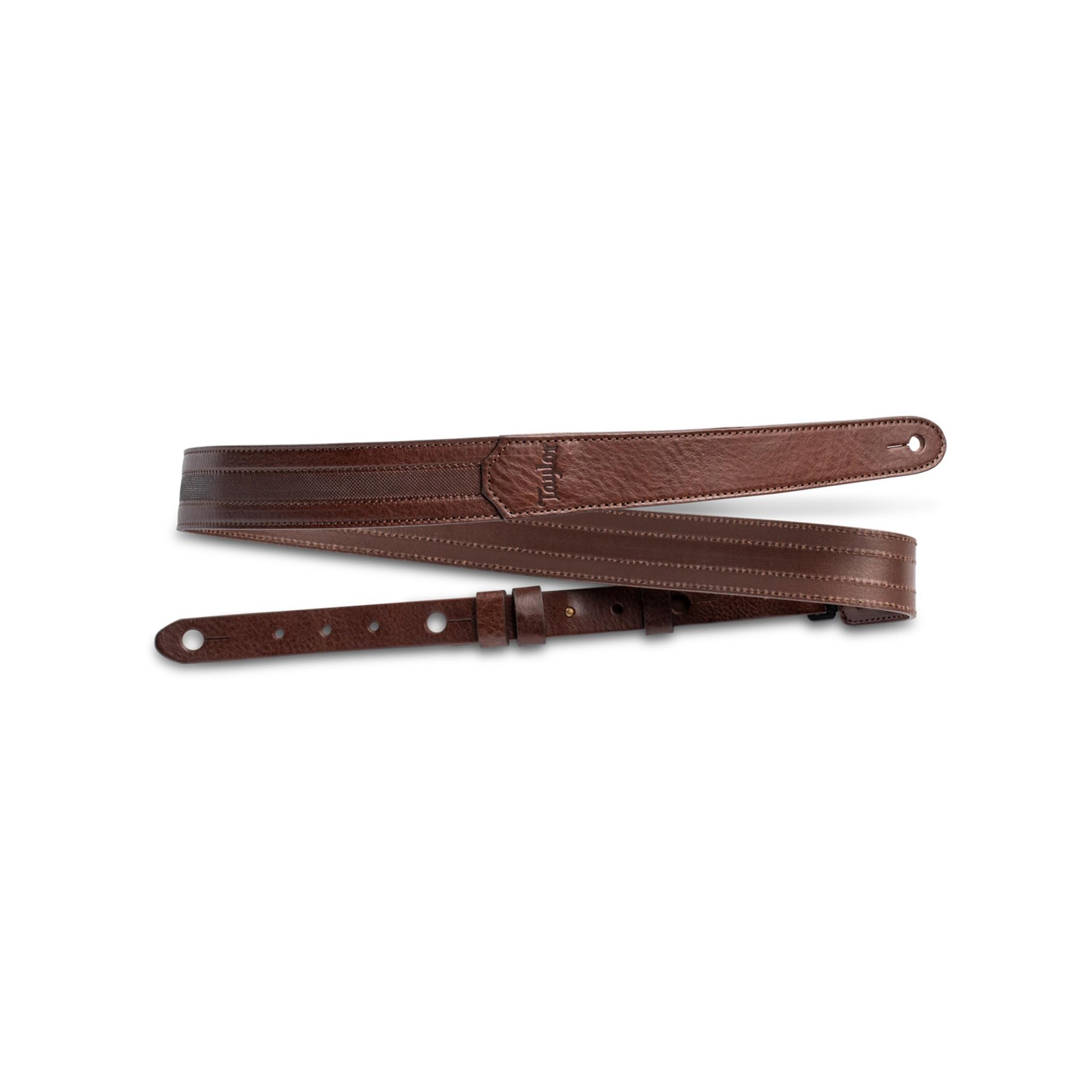 Taylor Slim Leather Strap, Chocolate Brown w/
Engraving,1.50",Emobossed Logo